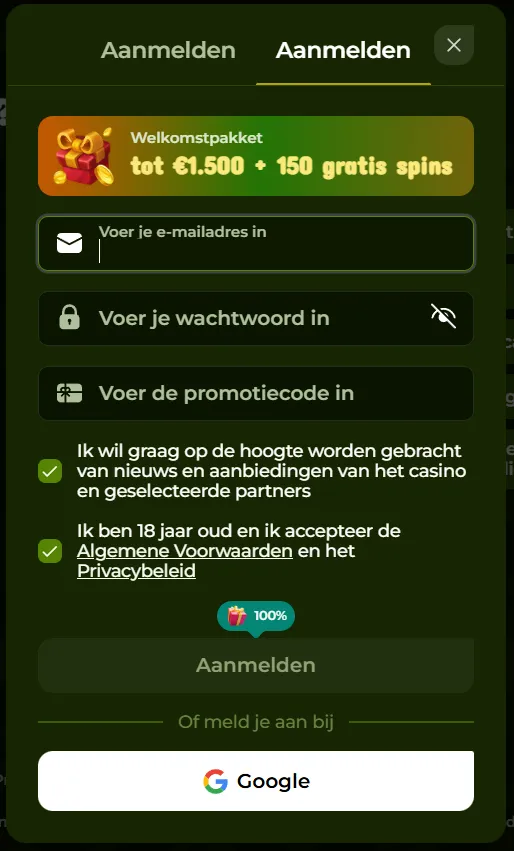 Registratieformulier voor een nieuw account bij Leprezone